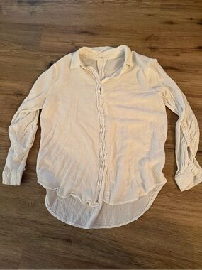 Jane and Delancey White Button Down Linen-Blend Shirt